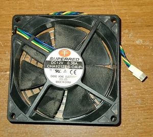 SuperRed 92mm x 38mm Case Fan w Screws & Grill 4P Tested 12v CHA9212ES 41R6269 - Picture 1 of 2