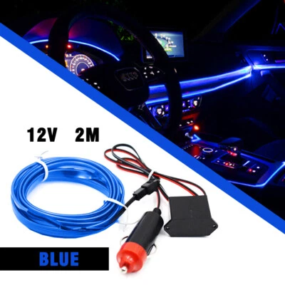 Tira de alambre LED azul para decoración interior de automóvil atmósfera accesorios de lámpara EE. UU. Foto 1 de 4
