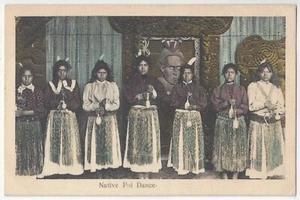 1910 hübsche Maori-Frauen, die Poi-Tanz aufführen - ethnische neuseeländische Postkarte - Bild 1 von 2