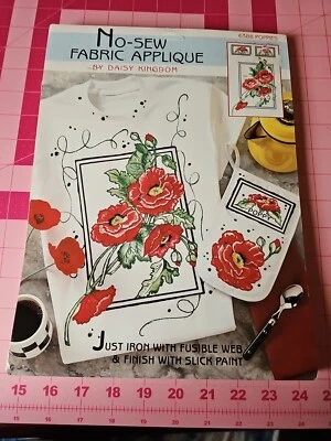 Vintage No Sew Fabric Applique Poppies Poppy Flowers by Daisy Kingdom - Image 1 of 4