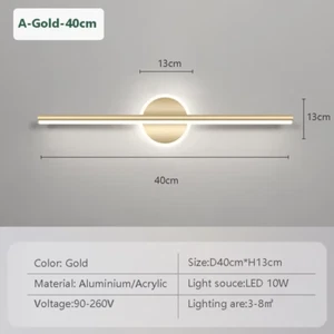 Moderne LED Wand Lampe Schwarz Gold Spiegel Lichter Kommode Badezimmer Wc Lange - Bild 1 von 16