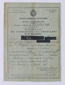 Regio Esercito Italiano - Foglio di Congedo illimitato - Voghera - 1898 - Foto 1 di 1