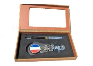 STYLO CHROME/NOIR PORTE CLES FRANCE COFFRET  - Picture 1 of 3