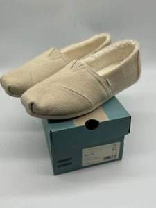 TOMS Alpargata Repreve Dark Natural Heavy Twill Faux Shearling Women's 9.5 Shoes - Picture 1 of 5