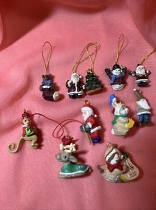 10 vintage mini christmas ornaments Hallmark snowman reindeer, gnome tiny   - Picture 1 of 24