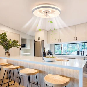 18.5" Dimmable LED Ceiling Fan Light Bedroom Acrylic Ceiling Lamp and Remote US - Picture 1 of 24