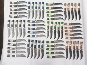Lote de 20 CUCHILLOS DE CAZA SKINNER DE ACERO DAMASCO HECHOS A MANO 6 pulgadas con funda de cuero - Imagen 1 de 7