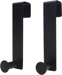 Metal over the Cabinet Door Hooks, 2 Pack, Matte Black, Stainless Steel, Towel H - Picture 1 of 12