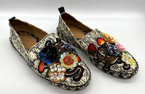 Bill Blass Anthro Sutton Espadrilles Schlangenmuster Perlen Blumenmuster, Größe 6 - Bild 1 von 7
