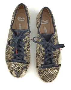 Clarks Collection Damen-Sneaker Gr. 8 weich gepolstert schwarz Schlangenleder Kappe Zehe - Bild 1 von 10