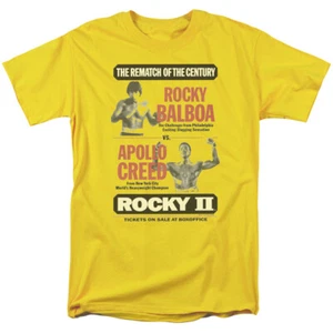 Rocky II Rematch T Shirt Mens Licensed Boxing Movie Balboa Creed Yellow - Picture 1 of 2