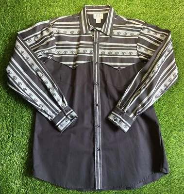 Brushpopper E-Z Western Wear Long Sleeve Button Down XL Denim Shirt Rodeo Aztec - Image 1 of 4