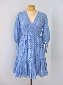 Neu mit Etikett Taylor Cornflower blau Öse Spitze abgestufte Rüsche Bauernkleid 100 % Baumwolle 4 - Bild 1 von 9