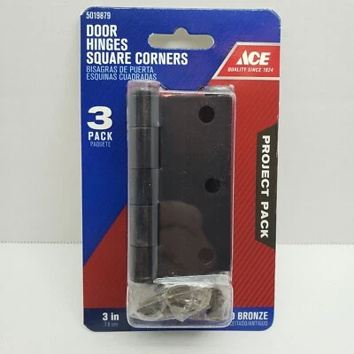 Bisagras de puerta ACE esquina cuadrada 3" bronce frotado con aceite #5019879 paquete de 3 Foto 1 de 2