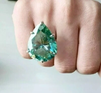 15.50 Ct Certified Treated Blue Diamond Solitaire Ring In 925 Sterling Silver - Image 1 of 4