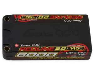 Gens Ace Redline 2.0 1S Shorty LiHV Battery 140C (3.8V/8000mAh) w/5mm Bullets - Picture 1 of 5