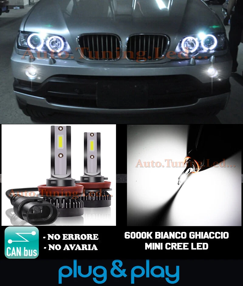BMW X5 E53 99-02 LAMPADE FENDINEBBIA H3 LED CAMBUS BIANCO GHIACCIO 8000LM - Immagine 1 di 4