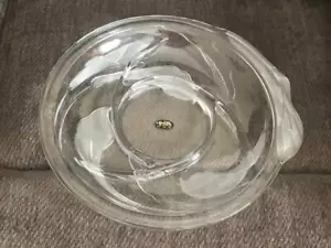 NUEVO CON ETIQUETAS CRISTAL 14" CRISTAL CLARO/ESMERILADO ESTUDIOS JAPÓN SECCIONADO PLATO REDONDO PARA SERVIR - Imagen 1 de 1