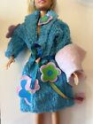 Barbie Doll PJS Slippers Blue Floral 1999 Bath Robe Bathroom Accessories Lot