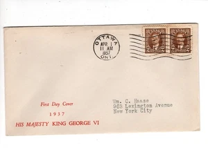 CANADA ROYALTY 2c  x 2  King George VI First Day Cover FDC Ottawa 1937 Cover 2x - Picture 1 of 2