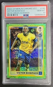 Victor Boniface 2022 Topps Merlin Chrome Neon Green Shimmer #142 #012/350 PSA 10 - Bild 1 von 2