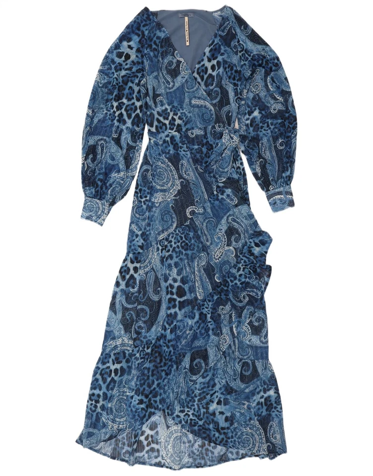 Vestido envolvente asimétrico GUESS para mujer Reino Unido 10 pequeño azul cachemira poliéster C103 Foto 1 de 3