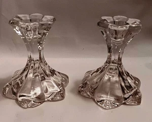 IMPERIAL ELEGANT Glass 2 CANDLE HOLDERS  7" x 5" - Picture 1 of 5