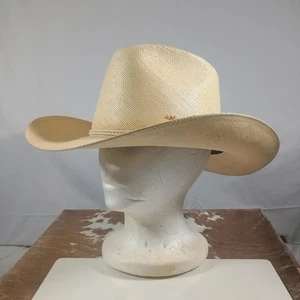 Resistol Hat Cowboy Fitted Mens 7 1/4 Natural Shantung Panama Straw USA Austin - Picture 1 of 12