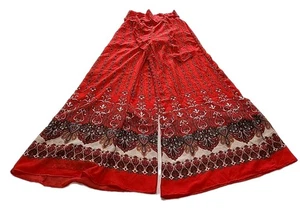 Truth Nyc Boho Palazzo Pants Belted Red Linen Size Medium  - Picture 1 of 10