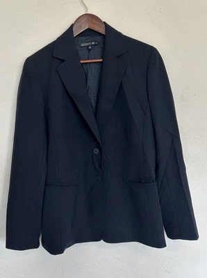 Lafayette 148 Blazer 8 темно-синий эластичный шерстяной на двух пуговицах минимальный классический корпус - Изображение 1 из 4