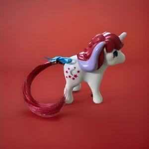 Vintage Moon Dancer My Little Pony White Unicorn Toy Red Hair, Stars Cutie Mark - Picture 1 of 8