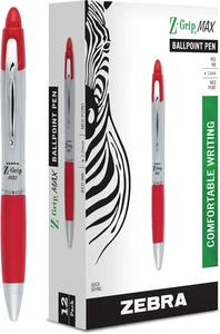 Z-Grip MAX Ballpoint Pen, Retractable, Medium 1 Mm, Red Ink, Silver Barrel, 12-P - Picture 1 of 5