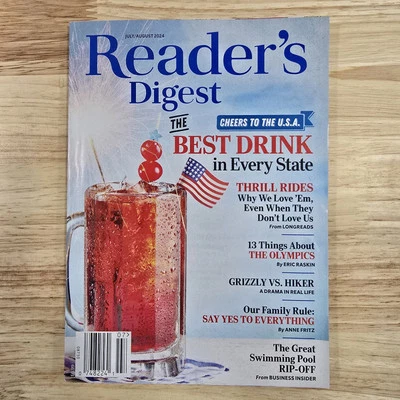 Reader's Digest Magazine July Aug 2024 • Best Drink n Every State • Thrill Rides - Imagem 1 de 3