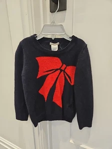  Crewcuts Niñas Azul Marino Rojo Lazo Suéter Mezcla Lana Talla 4/5 - Imagen 1 de 4