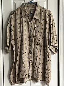 VTG Natural Issue Button-Up Knit AOP Shirt Men’s Size 2X Short Sleeve - Picture 1 of 7