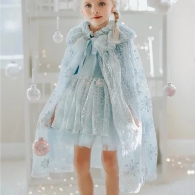 Vestido Only Little Once Nuevo con Etiquetas Princesa de Hielo Elsa Lentejuelas Copo de Nieve Capa Disfraz 10 Foto 1 de 4