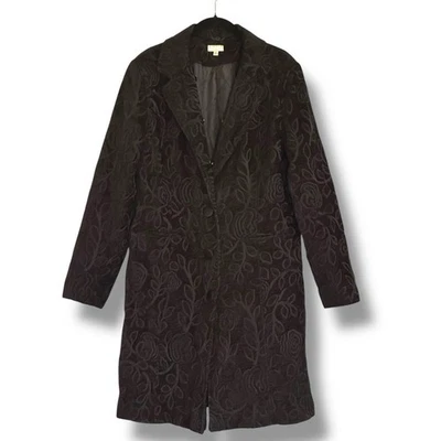 Abrigo grande con flores texturizadas negras vintage para mujer Giacca Gallery  Foto 1 de 4