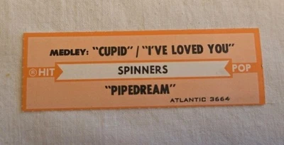 VTG Jukebox Title Strip SPINNERS Cupid I've Loved You & Pipedream 1980 Atlantic  - Image 1 of 2