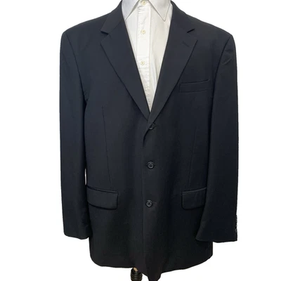 Jos A Bank Sport Coat Men 48L Black 3 Button 100% Wool Jacket Business  Travel - Image 1 of 4