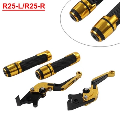 Gold Brake Clutch Lever Handlebar Grip Set For Yamaha YZF R3/R25 MT-03 2015-2023 - Image 1 of 4