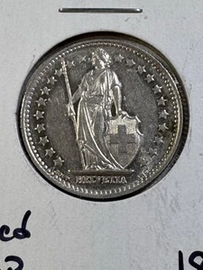 1945-B Switzerland 1 Franc Silver Coin Cleaned - Picture 1 of 8
