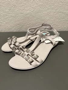 NWT Oka-B Women's Tally Rhinestone Ankle Strap Sandals Pebble Grey Size 7 M - Picture 1 of 8