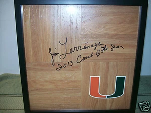AZULEJOS DE PISO JIM LARRANAGA MIAMI HURACANES FIRMADOS A MANO Y ENMARCADOS CON CERTIFICADO DE AUTENTICIDAD - Imagen 1 de 2