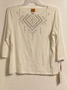 Ruby Rd. Damen Bluse Well Traveled 2016 L Bluse Weiß Neu Mit Etikett. "  - Bild 1 von 8