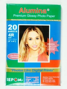 NEW Alumina Premium Glossy 4 x 6 Heavyweight .28mm Photo Paper Pack Of 20 Sheets - Picture 1 of 4