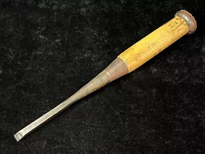 VINTAGE JAPANISCHER MEISSEL LAMINIERT GESCHMIEDETES EISEN KLINGE NAMI ROT EICHE GRIFF 1/4 ZOLL ~ - Bild 1 von 7