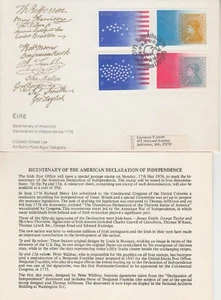 IRELAND 1976 USA BICENTENNIAL COMPLETE SET OF 4 ON FDC IRISH PO CACHET + INSERT - Picture 1 of 1