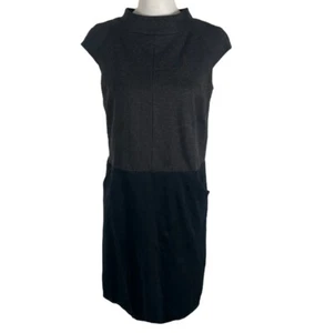 Kenneth Cole New York Sheath Dress Women 8 Petite Gray Black Cap Sleeve Back Zip - Picture 1 of 17