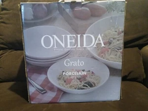 New Oneida GRATO Porcelain Dinner 5 Piece Pasta Bowl Set Porcelain white color - Picture 1 of 12