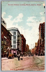 Postcard Seattle Washington c1910 Second Avenue Looking North F. H. Nowell Photo - Bild 1 von 2
